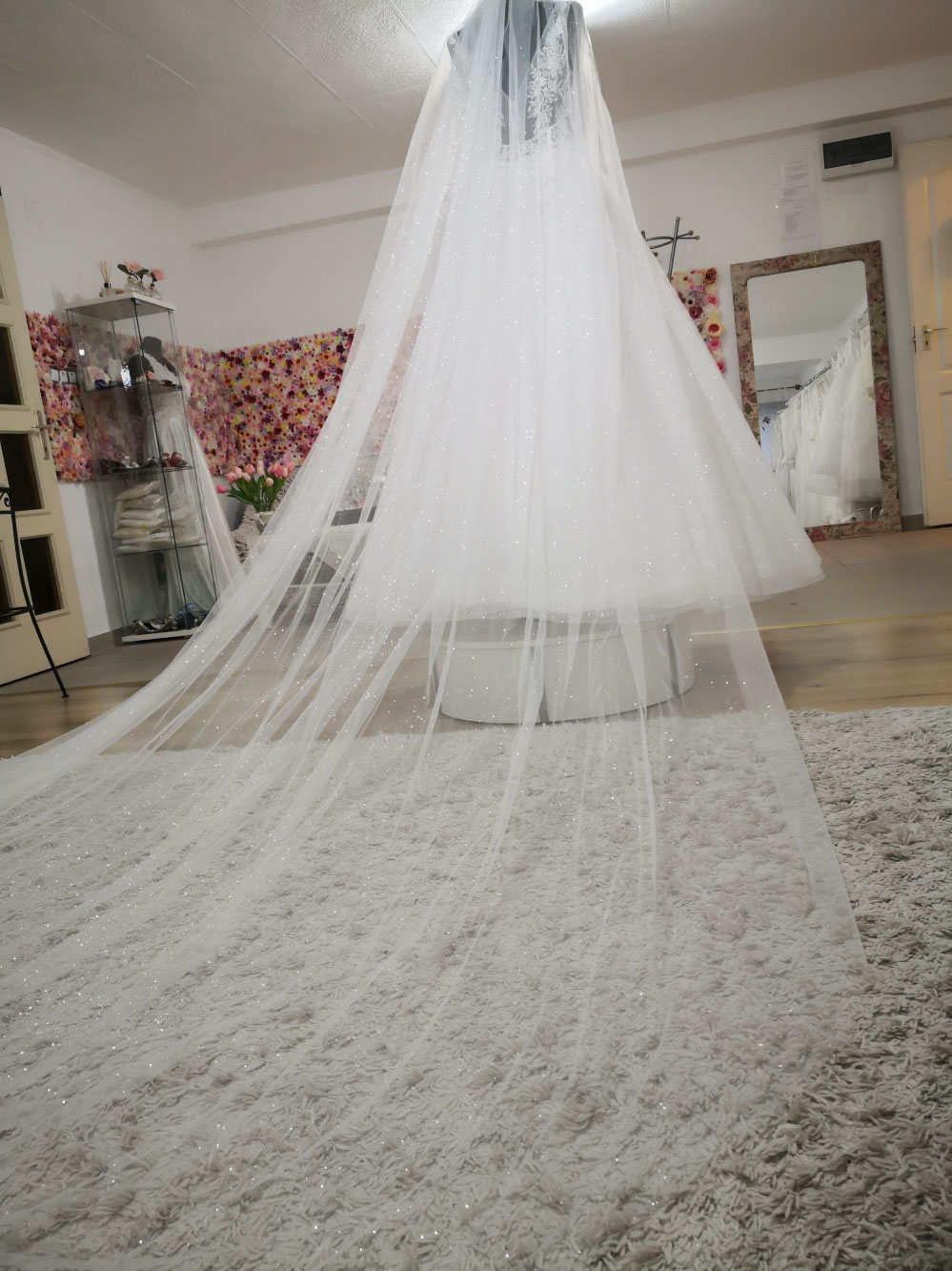 Újszász menyasszonyi csillogós fátyol