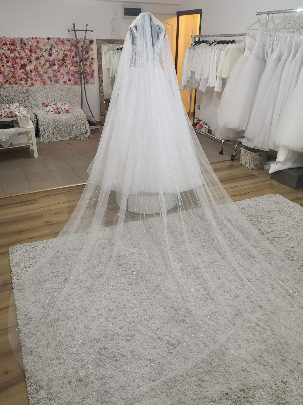 Újszász menyasszonyi csillogós fátyol